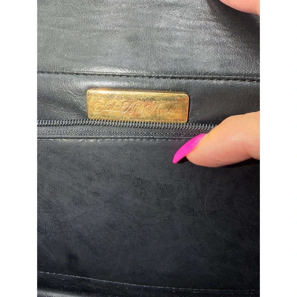 Vintage Saks Fifth Avenue Black Suede Exotic Snakeskin Shoulder Bag